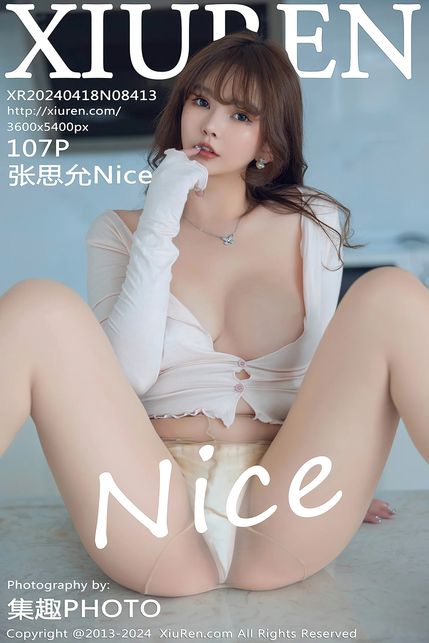 [XiuRen秀人网]VOL.8413 模特张思允Nice性感浅色吊带上衣配超薄肉丝秀丰满身材诱惑写真107P-秀人网官方网站